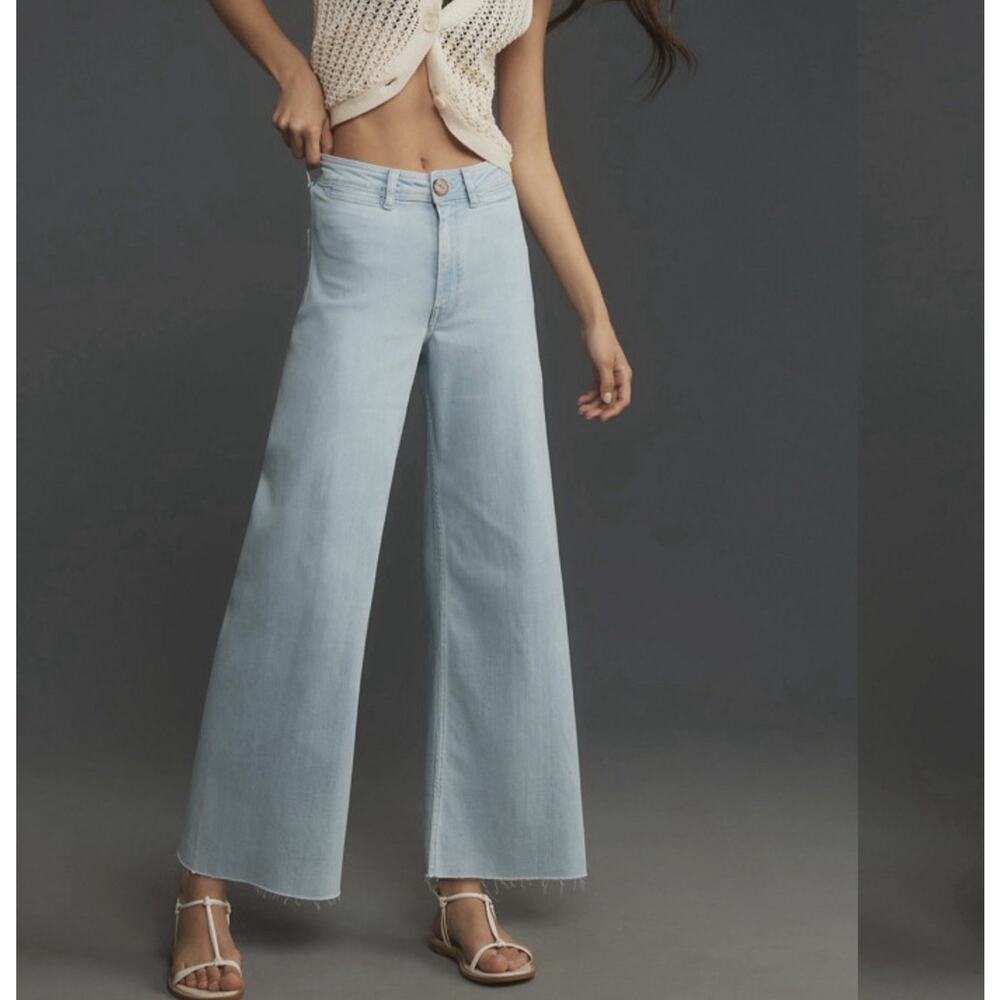 Anthropologie Maeve The Ettie High Rise Crop Wide Leg Pants Jean Size 33 T Blue